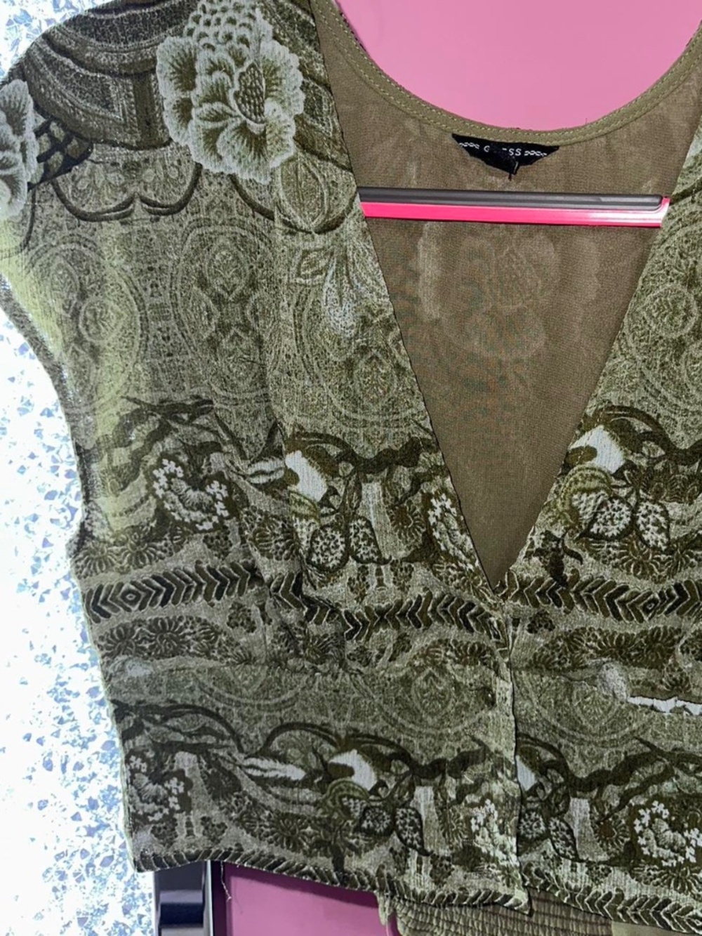 GUESS floral green top